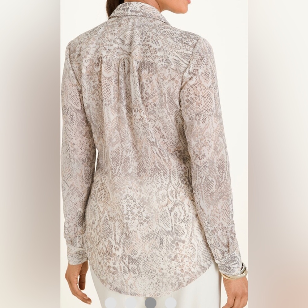 Chico’s Python Print Sheer Button Down Blouse - image 5